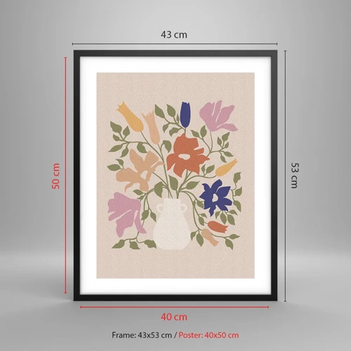 Poster in cornice nera - Bouquet delicato - 40x50 cm