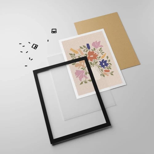 Poster in cornice nera - Bouquet delicato - 40x50 cm