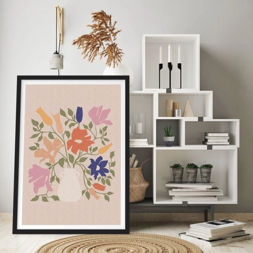 Poster in cornice nera - Bouquet delicato - 50x70 cm