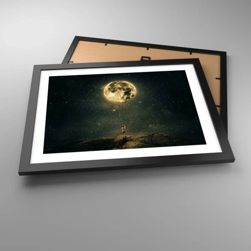 Poster in cornice nera - Chi ha rubato la luna - 40x30 cm