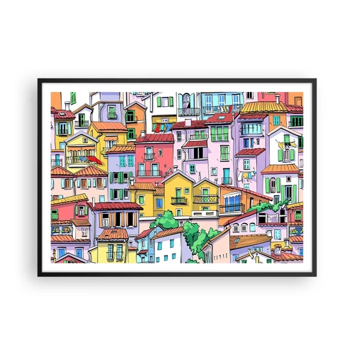 Poster in cornice nera - Città allegra - 100x70 cm