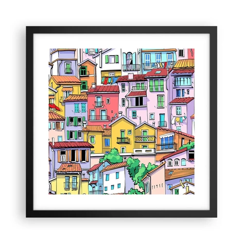 Poster in cornice nera - Città allegra - 40x40 cm