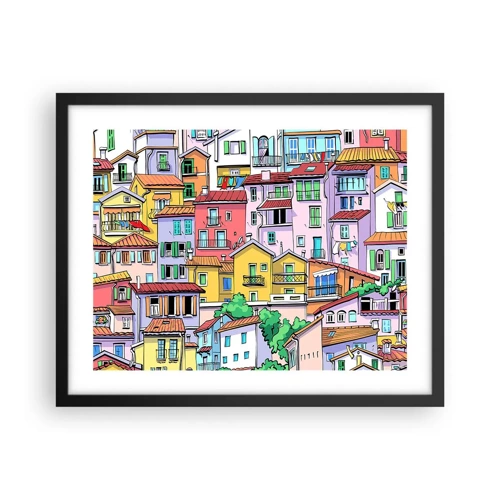 Poster in cornice nera - Città allegra - 50x40 cm