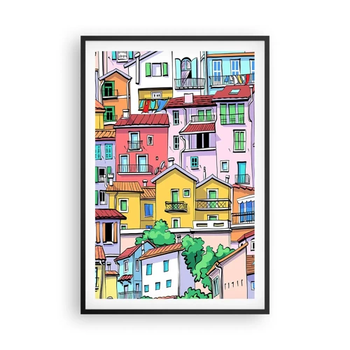 Poster in cornice nera - Città allegra - 61x91 cm