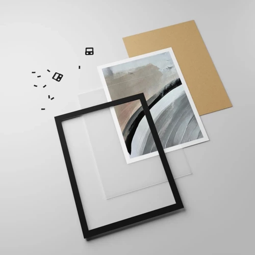 Poster in cornice nera - Composizione: arco di nero e grigio - 61x91 cm