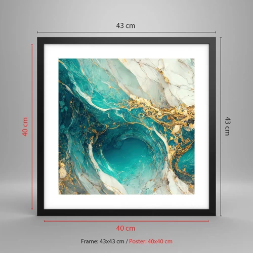 Poster in cornice nera - Composizione con vene d'oro - 40x40 cm