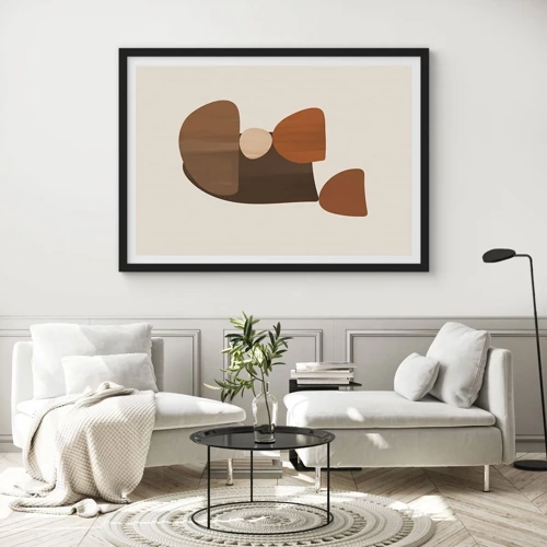 Poster in cornice nera - Composizione in marrone - 100x70 cm