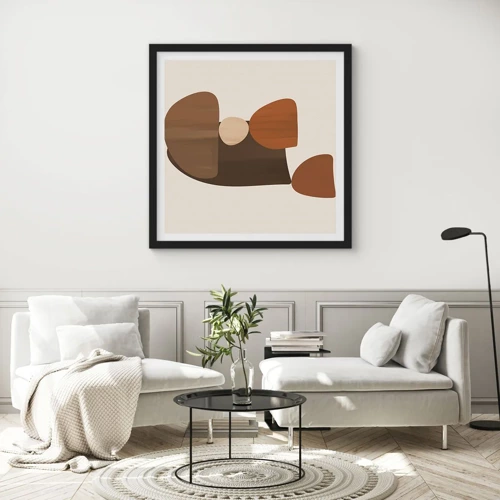 Poster in cornice nera - Composizione in marrone - 30x30 cm