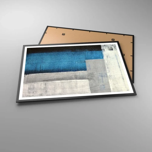 Poster in cornice nera - Composizione poetica in grigio e blu - 100x70 cm