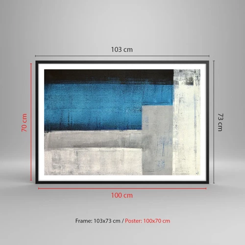 Poster in cornice nera - Composizione poetica in grigio e blu - 100x70 cm