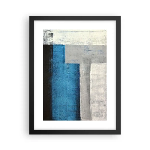 Poster in cornice nera - Composizione poetica in grigio e blu - 30x40 cm