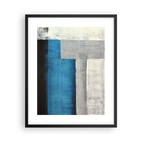 Poster in cornice nera - Composizione poetica in grigio e blu - 40x50 cm