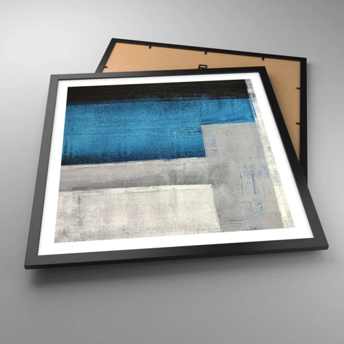 Poster in cornice nera - Composizione poetica in grigio e blu - 50x50 cm