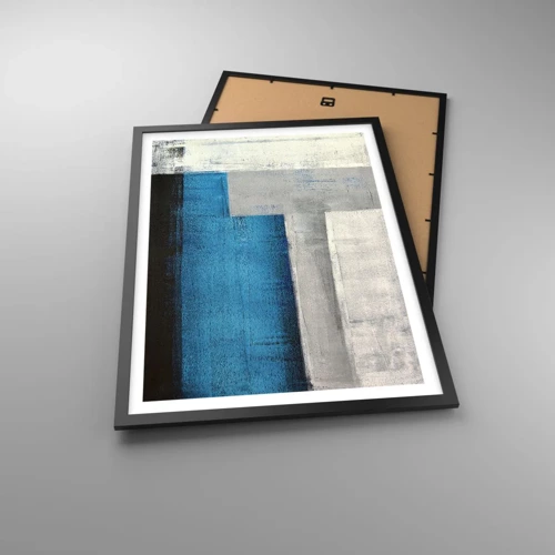 Poster in cornice nera - Composizione poetica in grigio e blu - 50x70 cm