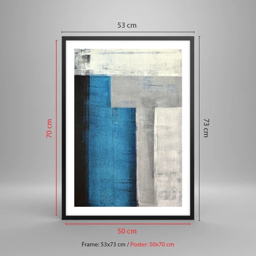 Poster in cornice nera - Composizione poetica in grigio e blu - 50x70 cm