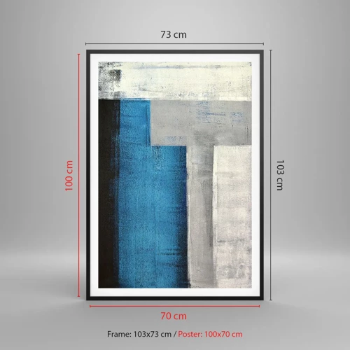 Poster in cornice nera - Composizione poetica in grigio e blu - 70x100 cm