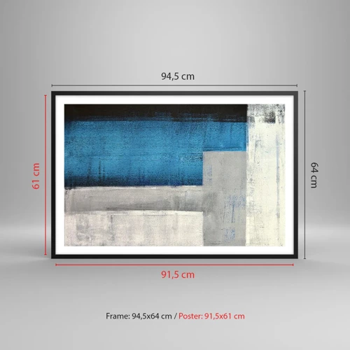 Poster in cornice nera - Composizione poetica in grigio e blu - 91x61 cm