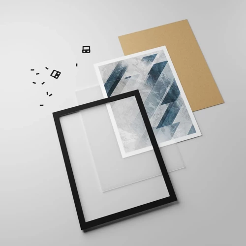 Poster in cornice nera - Composizione spaziale: movimento in grigio - 50x70 cm