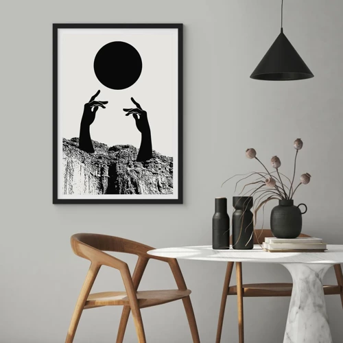 Poster in cornice nera - Composizione surreale: sole e resto - 50x70 cm