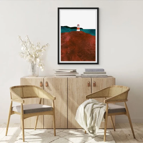 Poster in cornice nera - Contemplando il mare - 50x70 cm