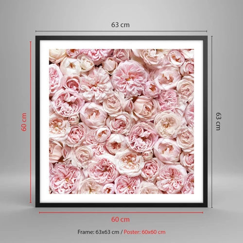 Poster in cornice nera - Coperto di rose - 60x60 cm