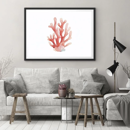 Poster in cornice nera - Corallo color corallo - 100x70 cm