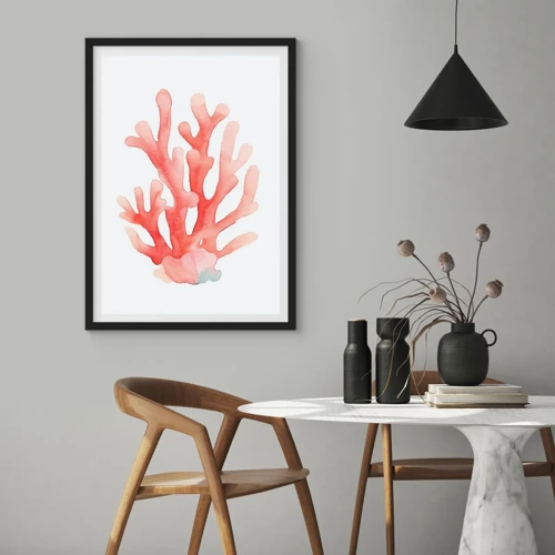 Poster in cornice nera - Corallo color corallo - 70x100 cm