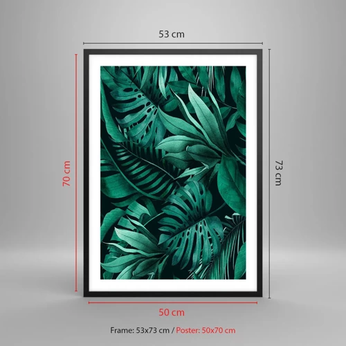 Poster in cornice nera - Dal profondo del verde tropicale - 50x70 cm