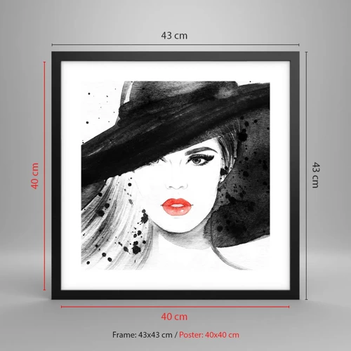 Poster in cornice nera - Donna in nero - 40x40 cm