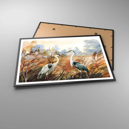 Poster in cornice nera - Dove in autunno? - 100x70 cm