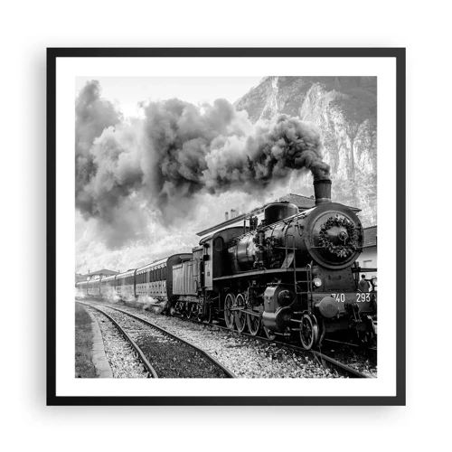 Poster in cornice nera - Ferma alla stazione... - 60x60 cm