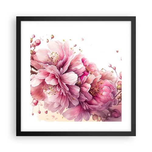 Poster in cornice nera - Fiore di ciliegio - 40x40 cm