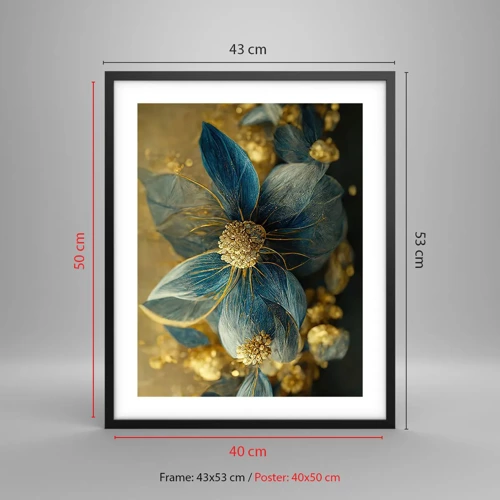 Poster in cornice nera - Fiorire d'oro - 40x50 cm