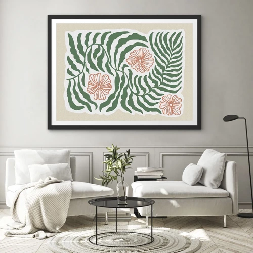 Poster in cornice nera - Fioritura nel verde - 50x40 cm