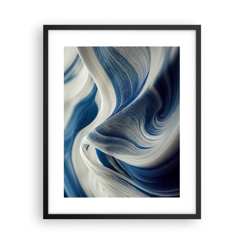 Poster in cornice nera - Fluidità di blu e di bianco - 40x50 cm