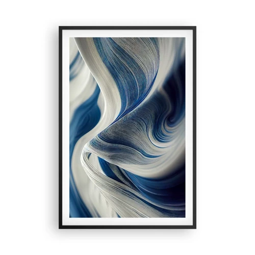 Poster in cornice nera - Fluidità di blu e di bianco - 61x91 cm