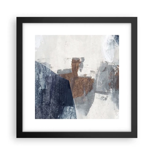 Poster in cornice nera - Forme blu e marroni - 30x30 cm