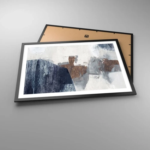 Poster in cornice nera - Forme blu e marroni - 70x50 cm