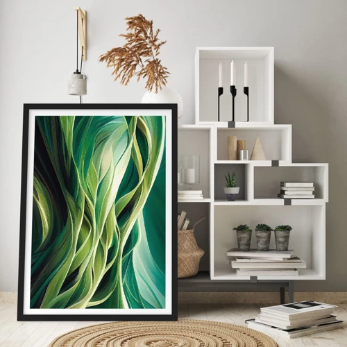 Poster in cornice nera - Gioco astratto in verde - 50x70 cm