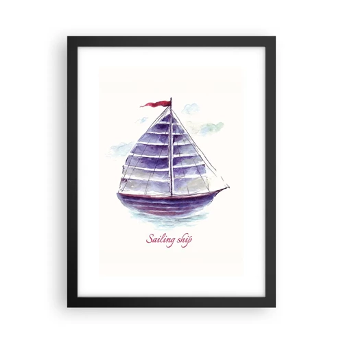 Poster in cornice nera - Gonfie vele e mare calmo - 30x40 cm