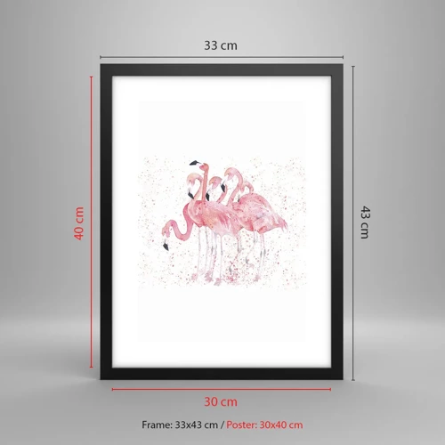 Poster in cornice nera - Gruppo in rosa - 30x40 cm