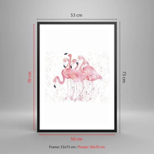 Poster in cornice nera - Gruppo in rosa - 50x70 cm