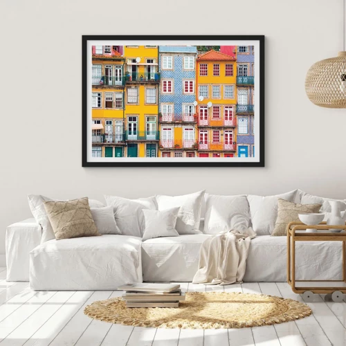 Poster in cornice nera - I colori della città vecchia - 50x40 cm