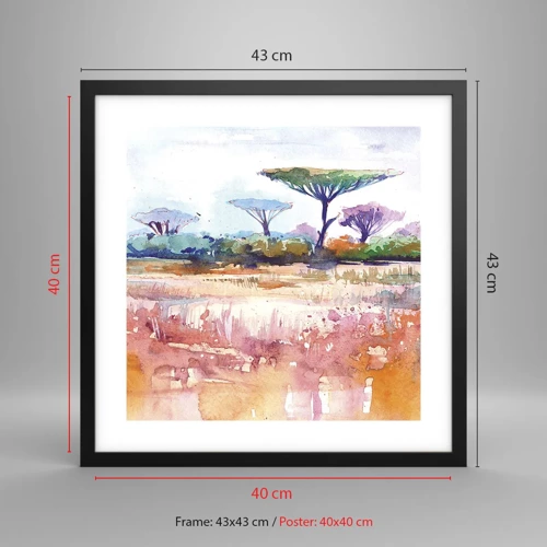 Poster in cornice nera - I colori della savana - 40x40 cm