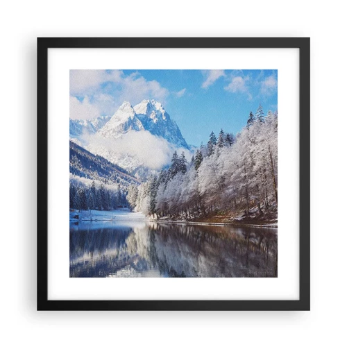 Poster in cornice nera - Il custode innevato - 40x40 cm