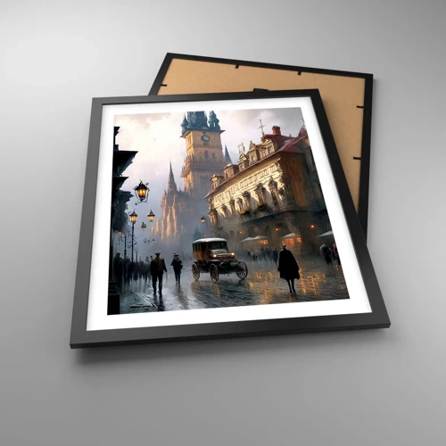 Poster in cornice nera - Il fascino delle sere di Praga - 40x50 cm