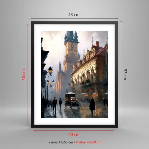 Poster in cornice nera - Il fascino delle sere di Praga - 40x50 cm