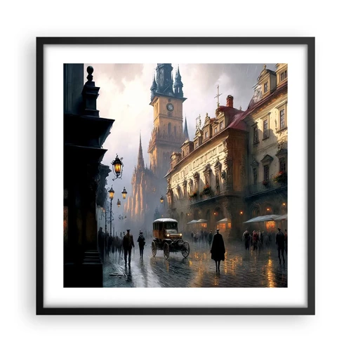 Poster in cornice nera - Il fascino delle sere di Praga - 50x50 cm