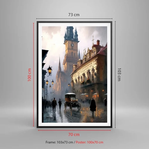 Poster in cornice nera - Il fascino delle sere di Praga - 70x100 cm