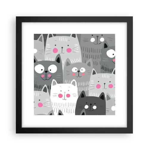 Poster in cornice nera - Il mondo dei gatti - 30x30 cm